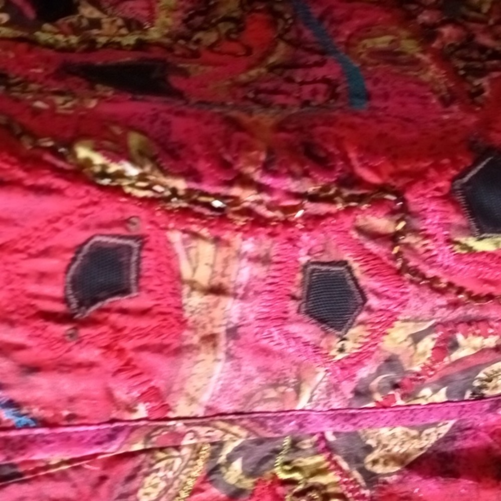 Chico's silk beaded size 2 red and gold jacket.Wearable Art, Silk, Beading, Embr - Picture 6 of 10
